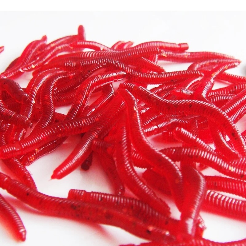 50Pcs Bionic Red Earthworm Silicone Soft Silicone Bait Worms Carp Fishing Lure Set Artificial Fish Tackle Baits