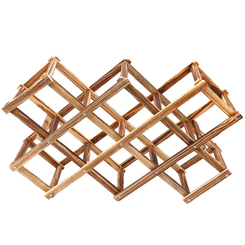 Wooden Red Wine Rack 10 Bottle Holder Mount Bar Display Shelf Folding Wood Wine Rack Alcohol Neer Care Drink Bottle Holders