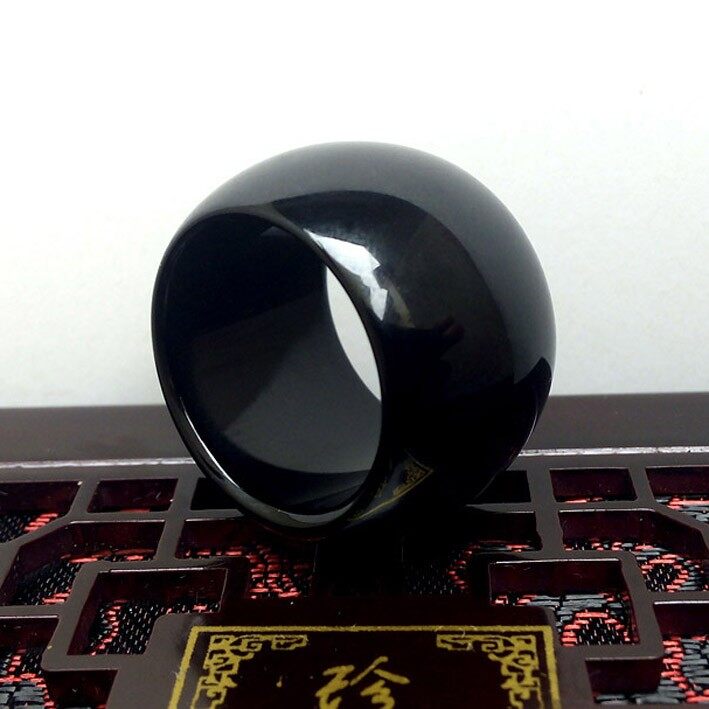 Natural agate Thumb ring  black chalcedony Rings  Jade ring  black agate ring  Glittering  transparent  gifts