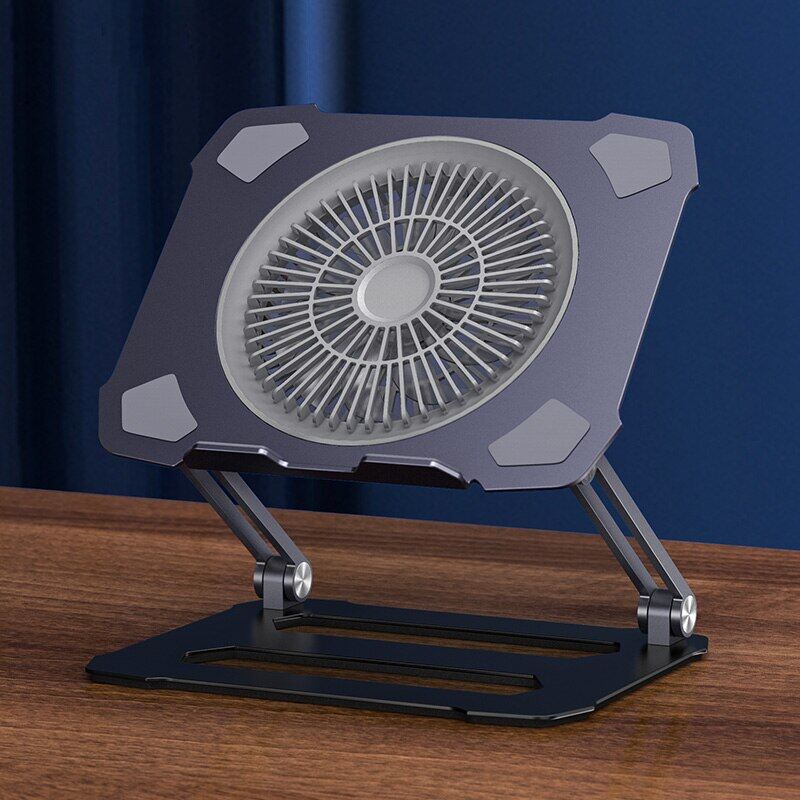JOMAA support Laptop Stand with Cooling Fan Big Adjustable Ergonomic Notebook Stand Foldable Cooler Laptop Riser Aluminum Laptop Holder For 11-17.3 inch