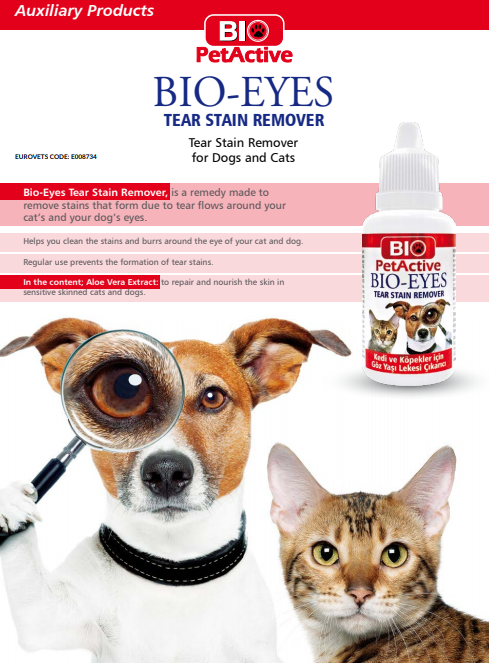 BIO PETACTIVE BIO EYES TEAR STAIN REMOVER for CATS DOGS 50ML