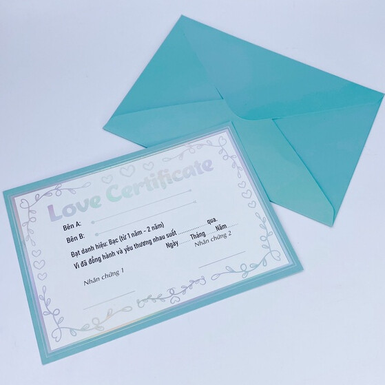 Chứng chỉ yêu tình dành cho các cặp đôi - Love Certificate