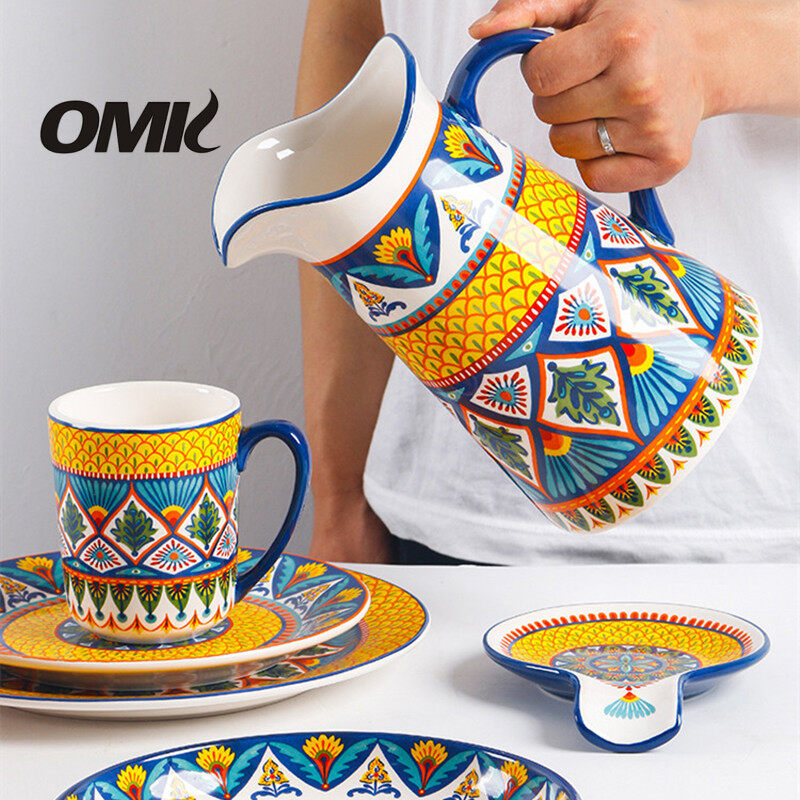 OMK American Style Underglaze Ceramic Cold Water Jug Large Water Pitcher Sealed Vase