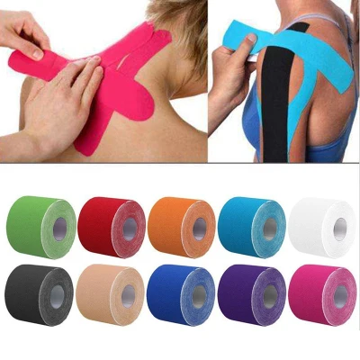 Kinesiology Tape Athletic Tape Sport Recovery Tape Strapping Gym Fitness Tennis Running Knee Muscle Protector Scissor (S: 2.5cm x 5M) (M: 5cm x 5M)