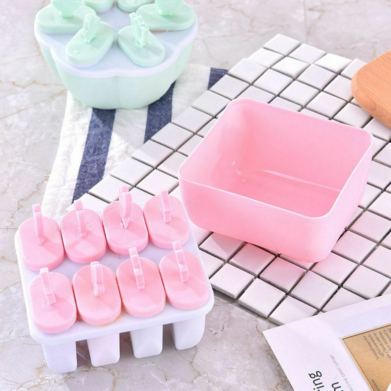 8-Cell Reusable Mould Tray DIY Popsicle Ice Cream Maker Square