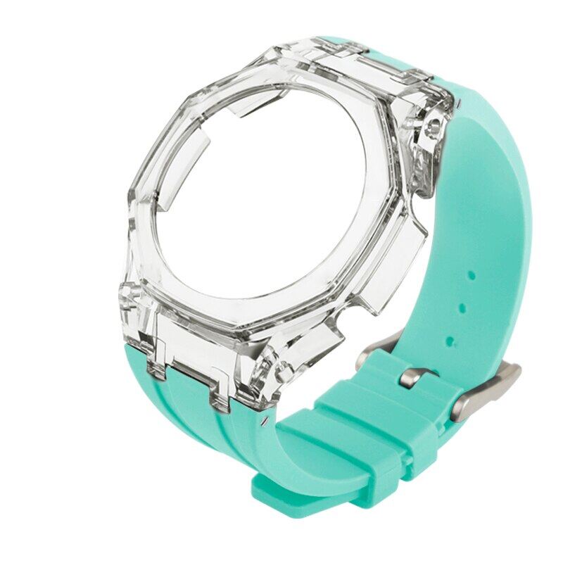 Bộ Mod Casioak Trong Suốt Mới Cho GA2100 Dây Đeo Vỏ Máy Tính Thay Thế Cho Casio GA-2100 2110 Dây Đeo Đồng Hồ Cao Su Khóa Kim Loại