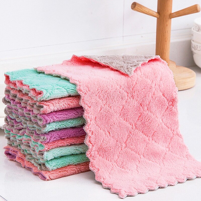 25*25cm Super Absorbent Microfiber Dish Cloth Household Tableware Cleaning Towel Kitchen Tools Gadgets