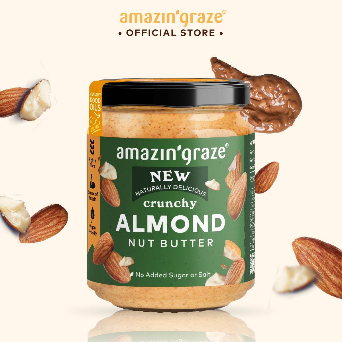 Amazin' Graze Crunchy Almond Butter 200g - No SALT & SUGAR