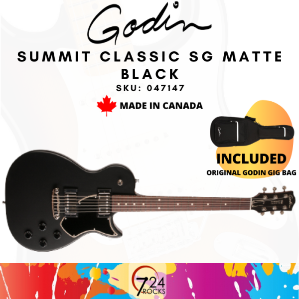 724 ROCKS Godin 047147 Summit Classic SG Matte Black Electric Guitar Malaysia