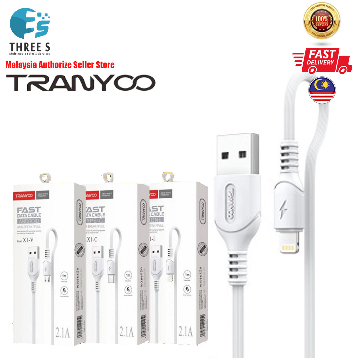 Tranyoo Cable X1 (Lightning / TypeC / Micro ) Lazada