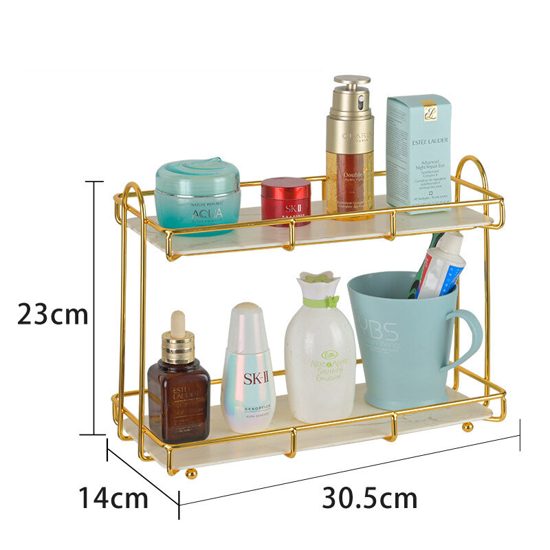 NFA Double gold floor bathroom rack bathroom storage perfume cosmetics rack bathroom rack wholesale