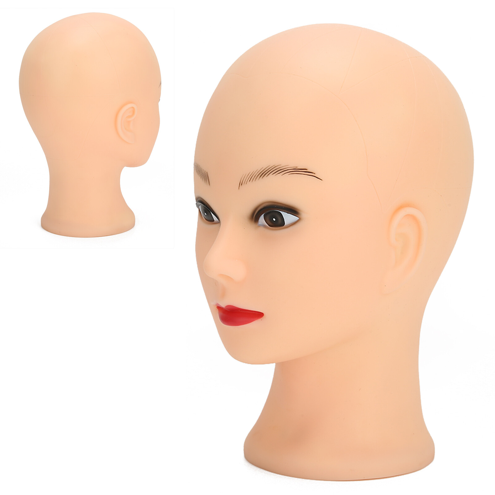Mannequin Head Makeup Training Practice Wig Hat Display Bald Mannequin Head 49cm There is makeup