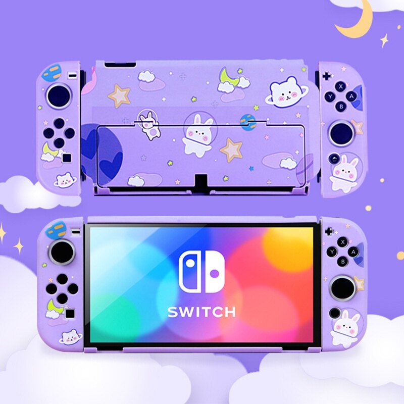 Vỏ Bảo Vệ OLED Switch Hoạt Hình Thỏ Gấu Dễ Thương Vỏ TPU Mềm Cho Nintendo Switch OLED NS Joy-Con Vỏ Điều Khiển