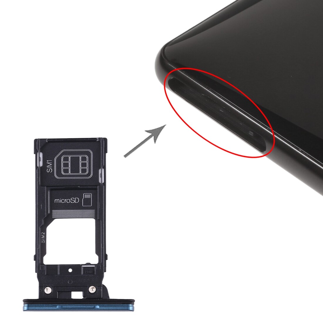 Sim card tray + sim card tray + micro sd card tray for sony xperia xz2