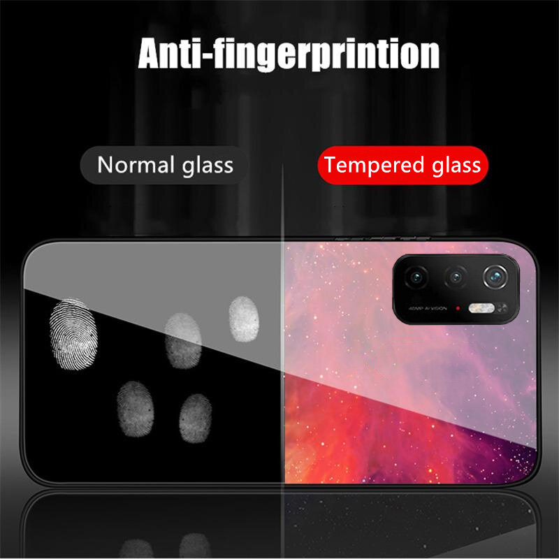 ROAZIC For Xiaomi Redmi Note 10 5G Note 10 4G Note 10S Note 10 Pro Note 10 Pro Max Phone Case Starry Sky Hard Tempered Glass Casing Soft TPU Edge Protection Back Cover