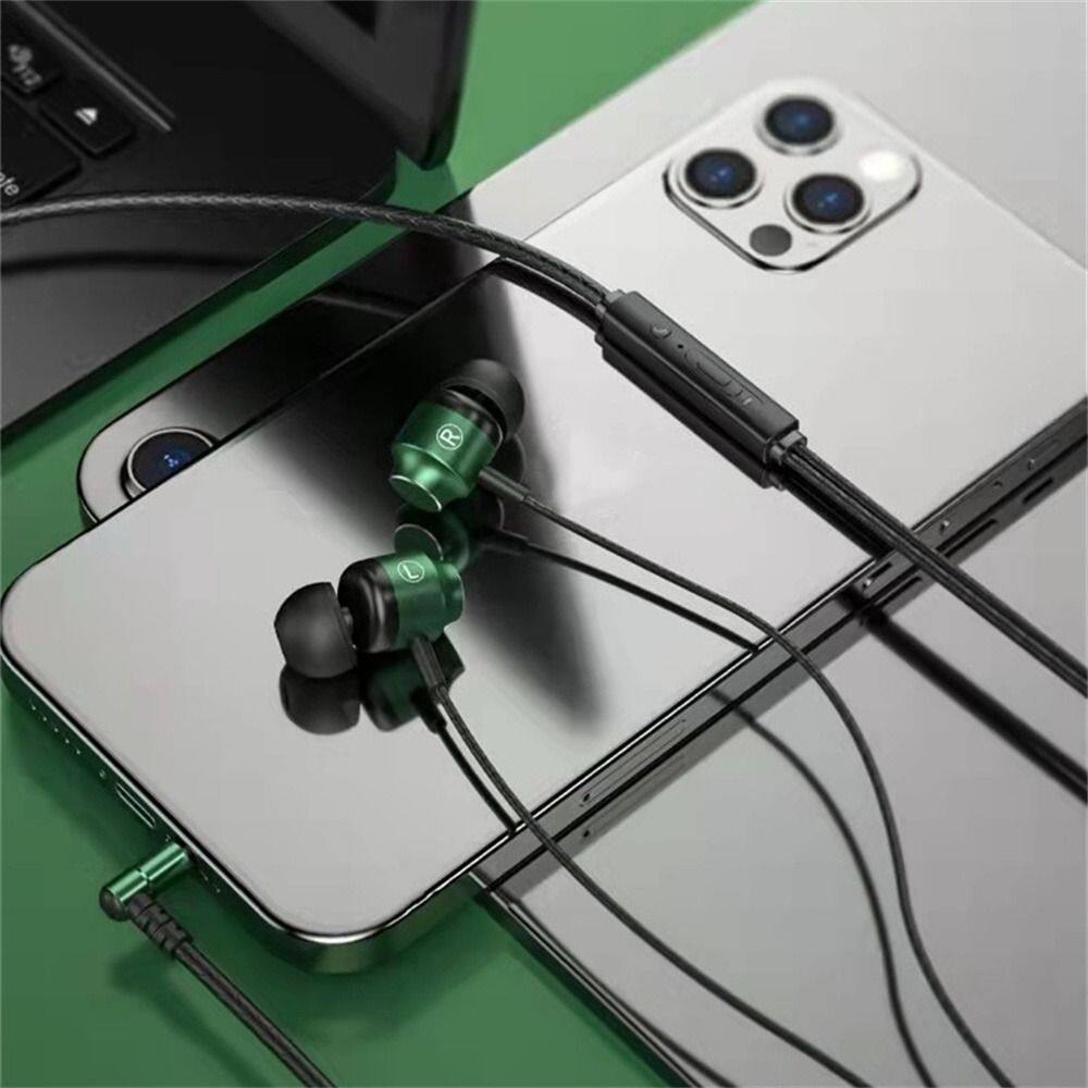 OOC Màu xanh lá cây Dành cho điện thoại Âm thanh nổi Bass Giắc L Tai nghe nhạc Có Micro Tai nghe micro Tai nghe có dây Tai nghe nhét tai loại C Tai nghe 3.5mm