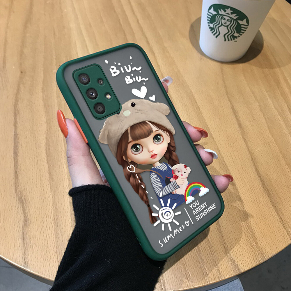 Hontinga Casing Case For Samsung Galaxy A52 4G 5G A03 Core A13 5G Case Cute Rainbow Girls Lovely Girl Frosted Transparent Hard Anime Phone Case Full Back Cover Casing Lens Camera Protector Cases Hard Case For Girls For Women