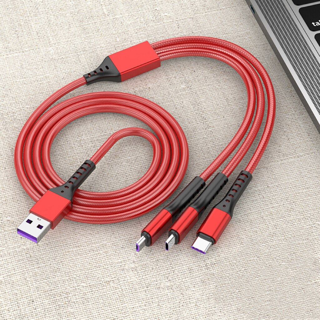 Zeallion 3in1 Data USB Cable for iPhone Fast Charger Charging Cable Android Phone Type C Xiaomi Huawei Samsung Charger Wire for iPad