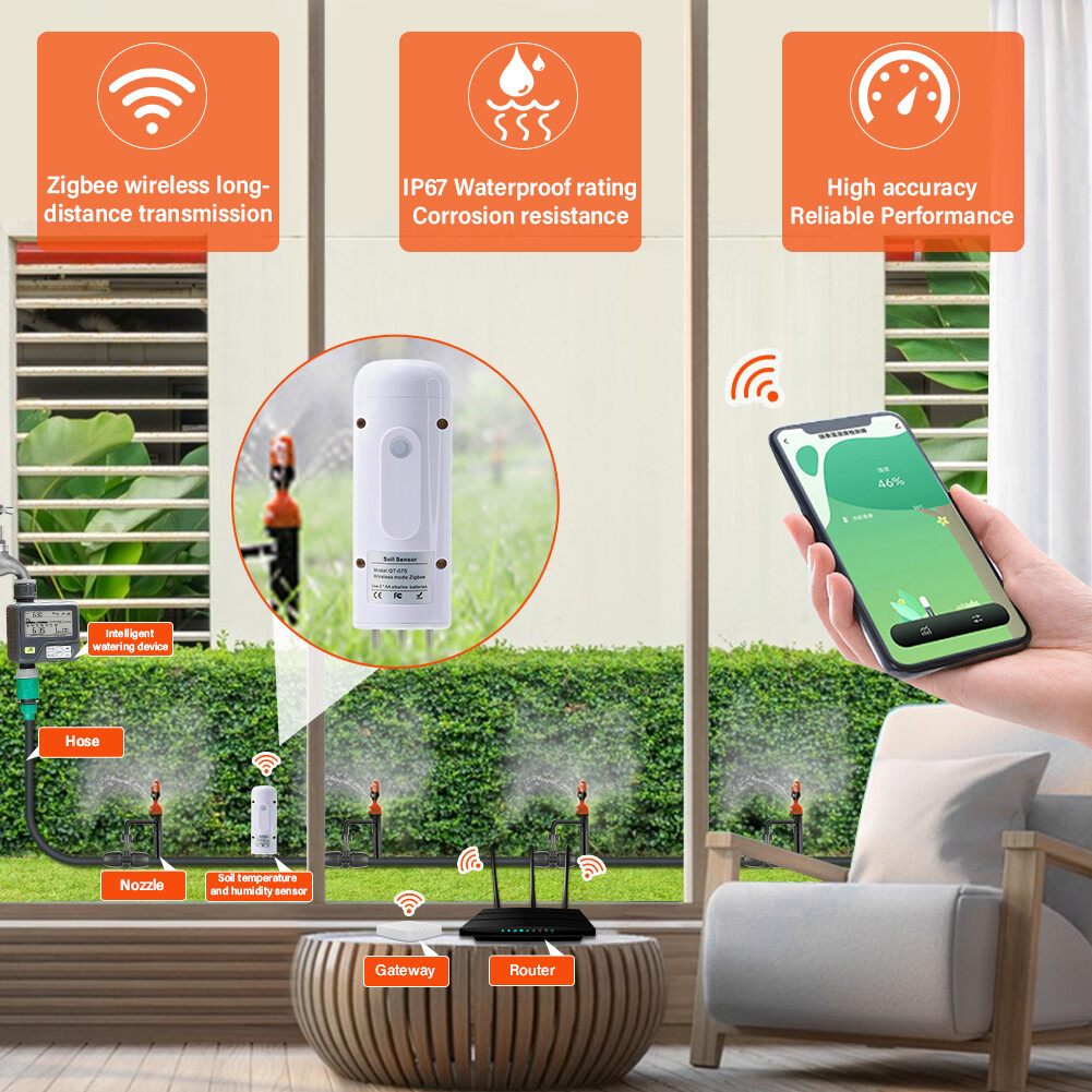 RCYAGO Máy Dò Độ Ẩm Nhiệt Độ Đất Thông Minh WiFi Tuya Cảm Biến Đất Thực Vật Không Dây Máy Theo Dõi Độ Ẩm Đất Cho Nhà Kính Cây Trồng