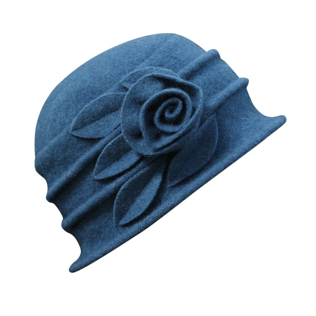 ❀ Wanita Wanita Elegan Wol Bunga Topi 