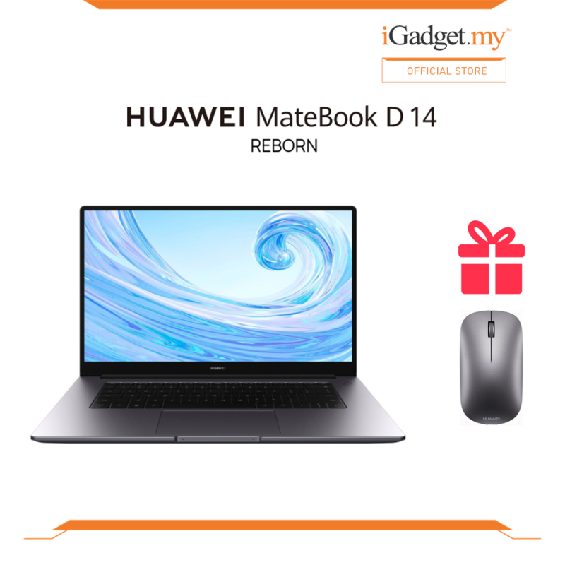Huawei Matebook D14 R7 Vega 10 (8GB RAM + 512GB SSD) + FREE Huawei Bluetooth Mouse Malaysia
