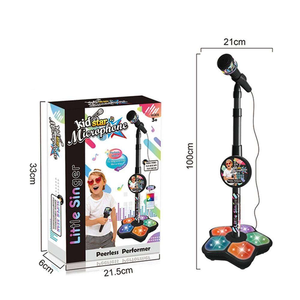 Banzu Microphone Đồ chơi đèn LED có thể điều chỉnh giáo dục não-đào tạo với đứng hát microphone nhạc cụ đồ chơi trẻ em Microphone hát bài hát đồ chơi