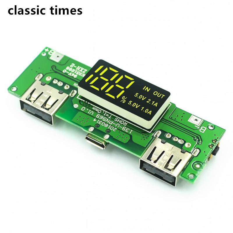LED Dual USB 5V 2.4A 2A 1A Micro/Type-C USB 18650 Charging Module Lithium Battery Charger Board Circuit Protection