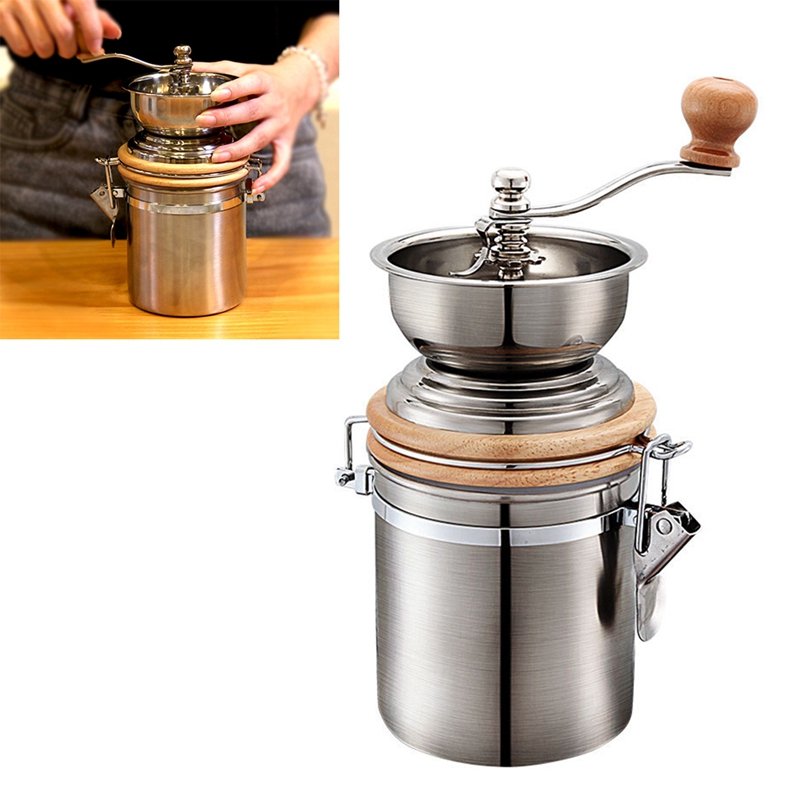 Container Manual Coffee Bean Grinder Mills Machine Hand Conical Burr ...