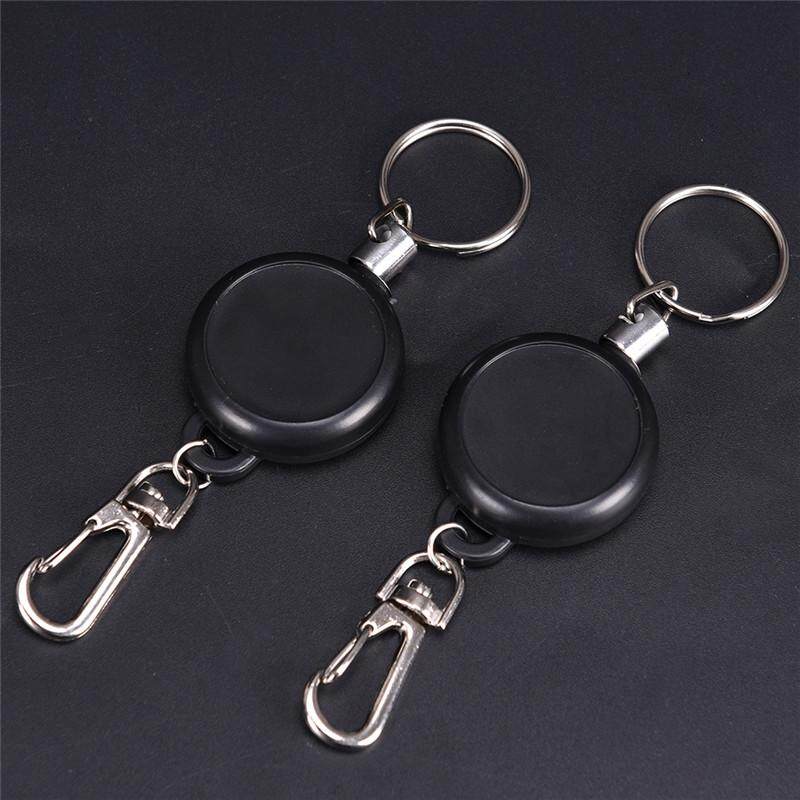 Retractable KeyChain Reel Steel Cord Recoil Belt Ring Badge Pass ID Card Holder^