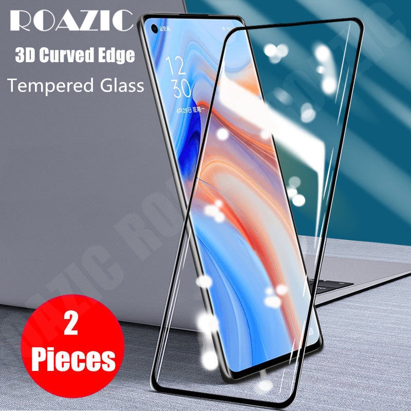 ROAZIC [2 Pieces] For OPPO Reno4 Pro 5G Screen Protector 9H Hardness Tempered Glass Full Cover Curved Edge Protective Film Reno 4 Pro