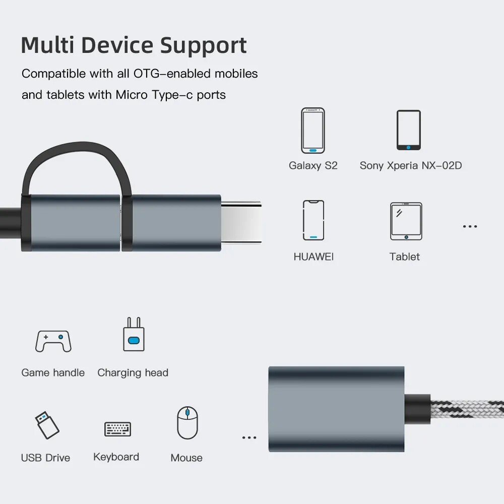 2 trong 1 Type-C OTG để USB 3.0 OTG Giao diện bộ chuyển đổi nhanh Dây cáp cho Macbook ổ đĩa USB kết nối truyền OTG Samsung Huawei