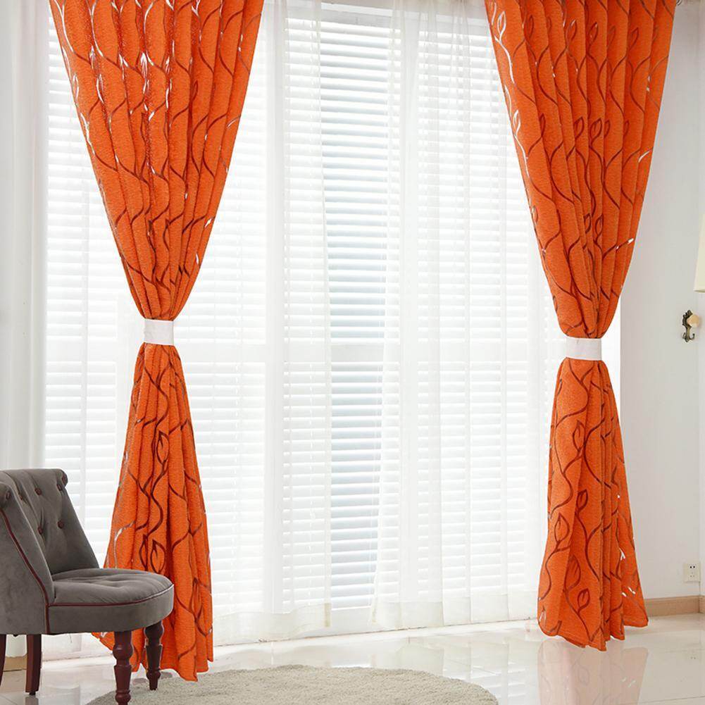2m Semi Blackout Curtain Simple Vine Leaf Pattern Partition Window Decor