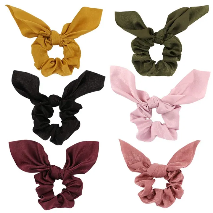 6 Pack Hair Elastics Scrunchies Chiffon 