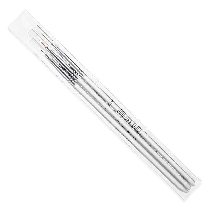 3 cái / bộ Bàn chải sơn móng tay Tay cầm pha lê trong suốt Bút vẽ đường kẻ Bàn chải sơn đa năng hai đầu nghệ thuật vẽ móng