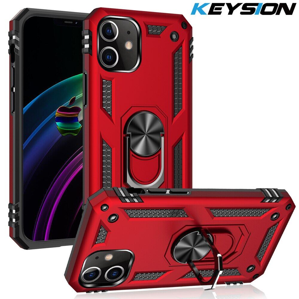 Ốp Chống Sốc KEYSION Ốp Lưng Điện Thoại Bảo Vệ Nặng Có Giá Đỡ Nhẫn Cho iPhone 11 Pro Max Dành Cho iPhone 12 Mini 12 Pro Max SE 2020 Mới