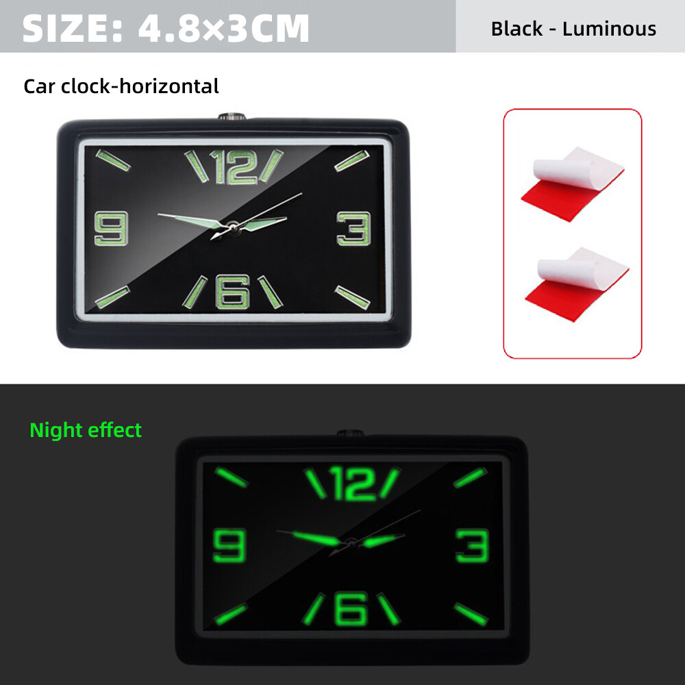 Aitemay Car Luminous Clock Plated Metal Shockproof Car Dashboard Air Vent Quartz Clock with Double Sided Tape