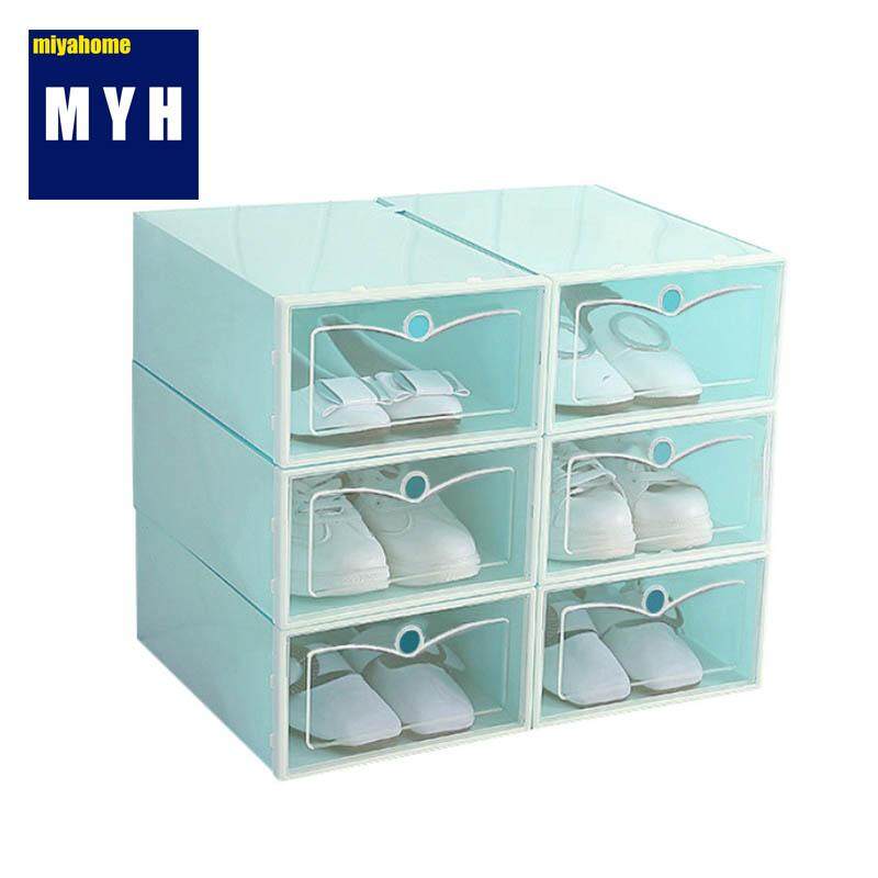 Miyahome Clear Plastic Shoe Boxes Stackable Floding Diy Shoe