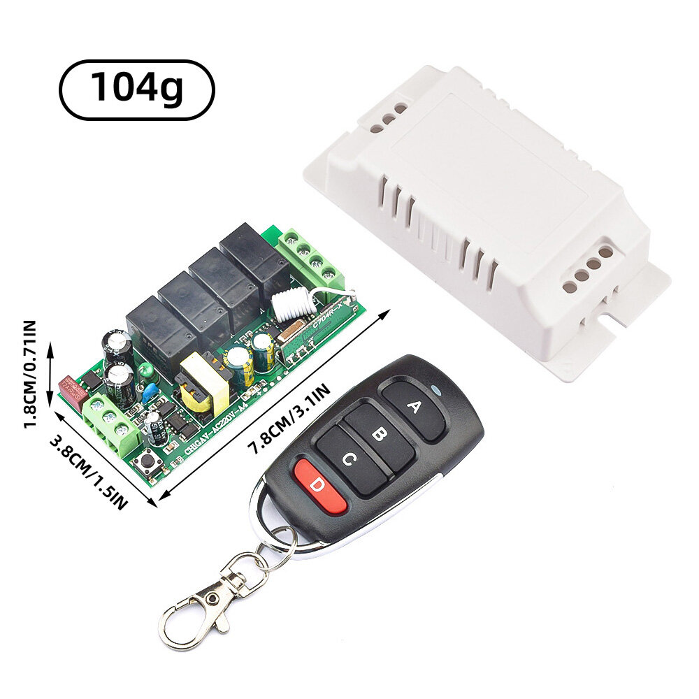 [100% Original] diymore 4CH Relay Receiver Module RF Switch for Gate Garage opener 433MHz Universal Wireless Remote Control AC110V-220V