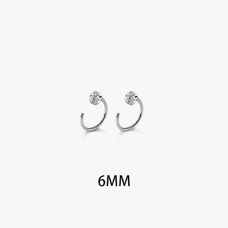 Stud Earrings Women's Four-claw Zircon Ear Bone Ring Ear Bone Stud Earrings Sleep Without Picking Simple A HELLO GIRL