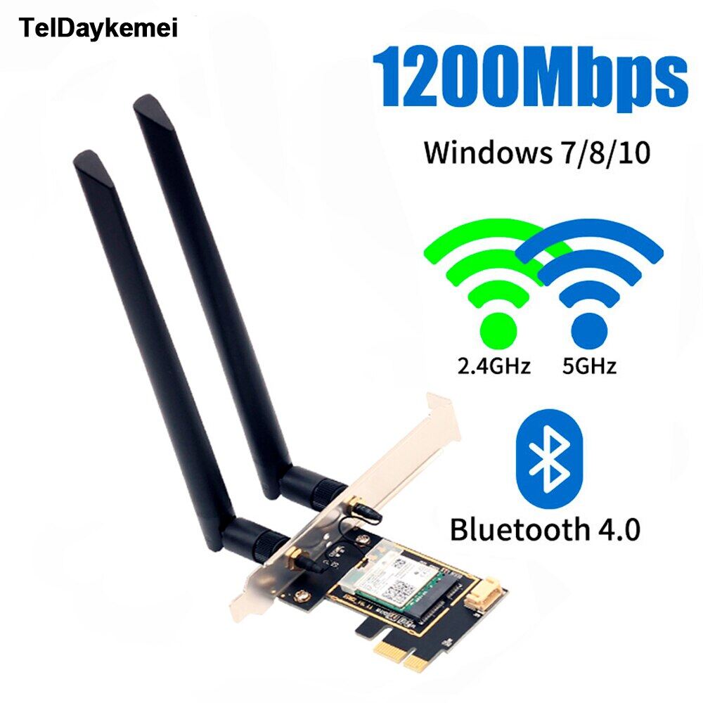 1200mbps wireless pcie adapter bluetooth 4.2 intel 7265 wifi card 802.11ac 2.4g/5ghz desktop pci express adapter for windows pc