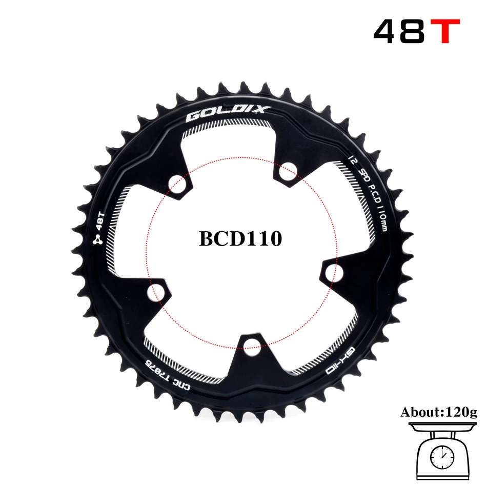 GOLDI 110BCD Chainring 12 Speed Round Road Bike Folding Bike Narrow Width Chainring 38T 40T 42T 44T 46T 48T 50T 52T 54T 56T 58T Chain Wheel Aluminum Alloy Bicycle Chainring Bicycle Crank Accessories
