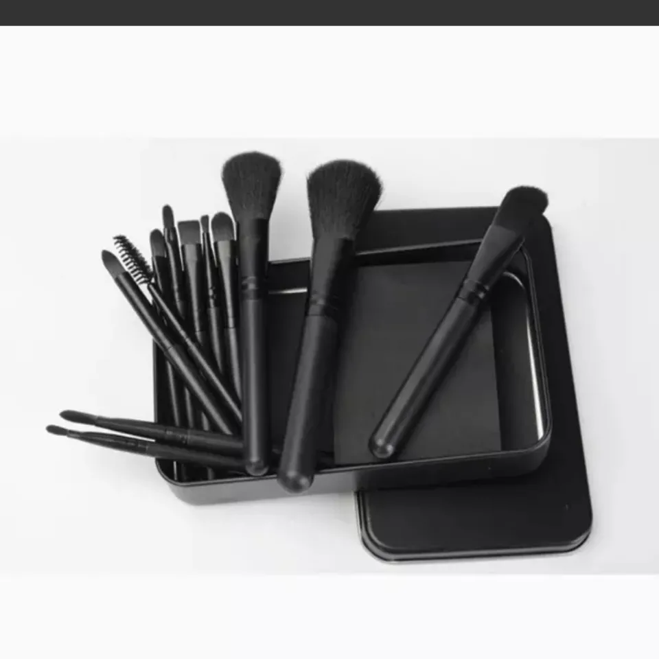 12 Pcs/Set Iron Box Makeup Brushes Eye Shadow Brushes Blush Contouring Brushes Portable Soft Makeup Tools