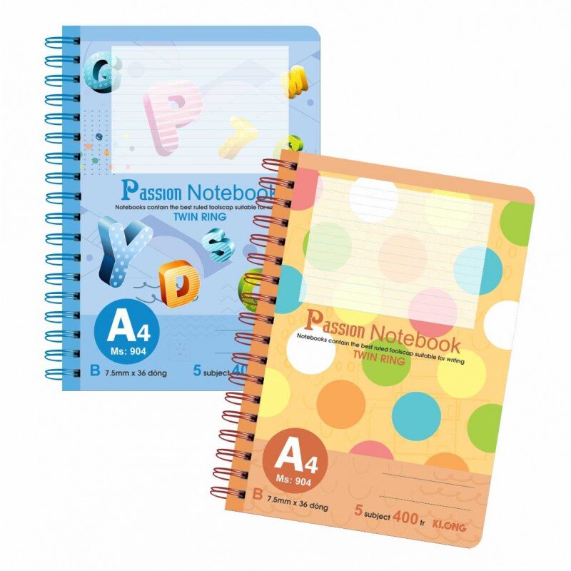Sổ lò xo kép bìa nhựa khổ A4 - 400 trang KLONG MS: 904