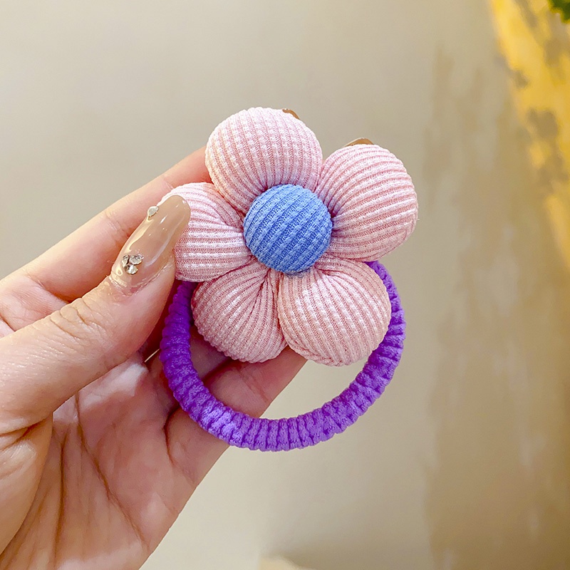 2 Pcs Big Flower Hair Tie Rubber Band Girl Cute Ponytail Scrunchies
