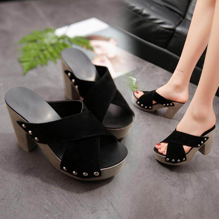 Áo Thun Nữ Cô Gái Hàn Quốc Plus Size Nữ Đeo Chéo Chun Heelthick Cao Cấp Xỏ Hở Ngón Cá Tuyết Miễn Phí Vận Chuyển giá rẻ