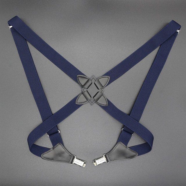 Fashion Vintage Suspenders For Women Men 2.5Cm Wide Cross-Over Back 2 Side Clips Adjustable Elastic Trouser Brace Straps