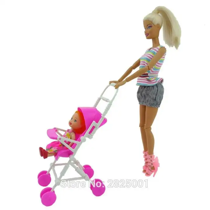barbie with baby and stroller