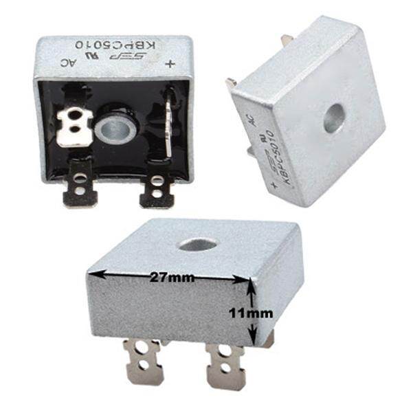 1pc KBPC5010 Metal Case 50A 1000V Diode Bridge Rectifier Silver