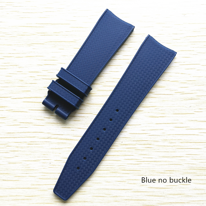 Merjust brand 22mm rubber silicone watchband black blue watch strap for iwc pilot portugieser iw323101 with folding clasp