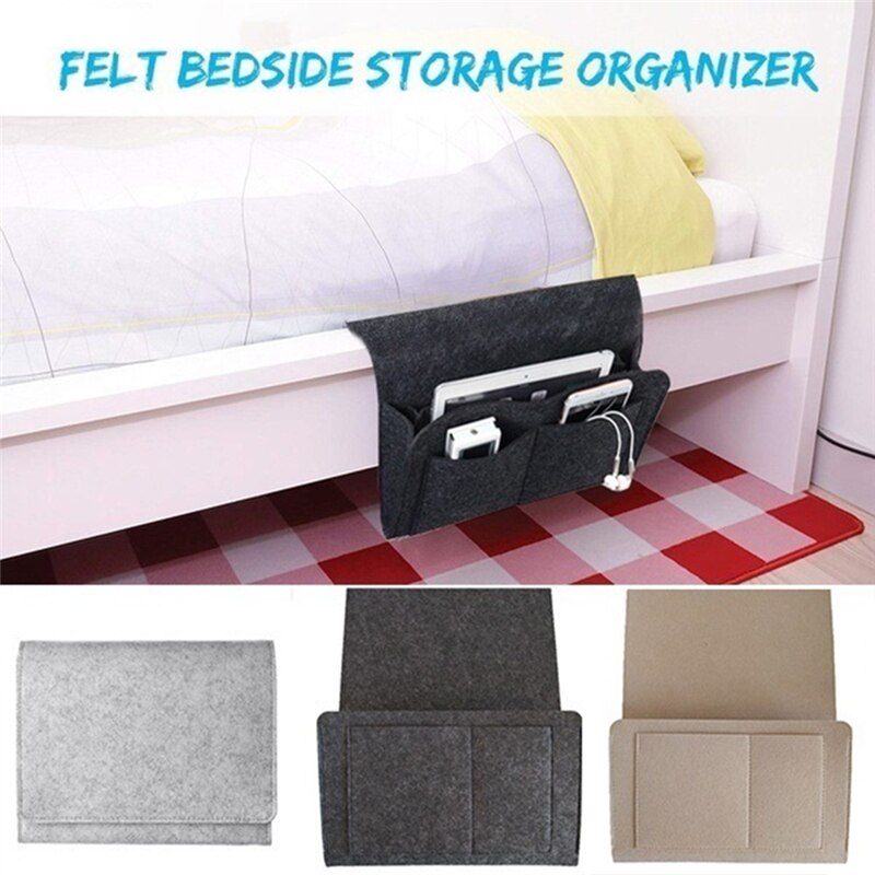 Felt Bedside Storage Organizer Anti-Slip Bedside Bag Bed Sofa Side Pouch Hanging Couch Storage Bed Holder Pockets For Sofa